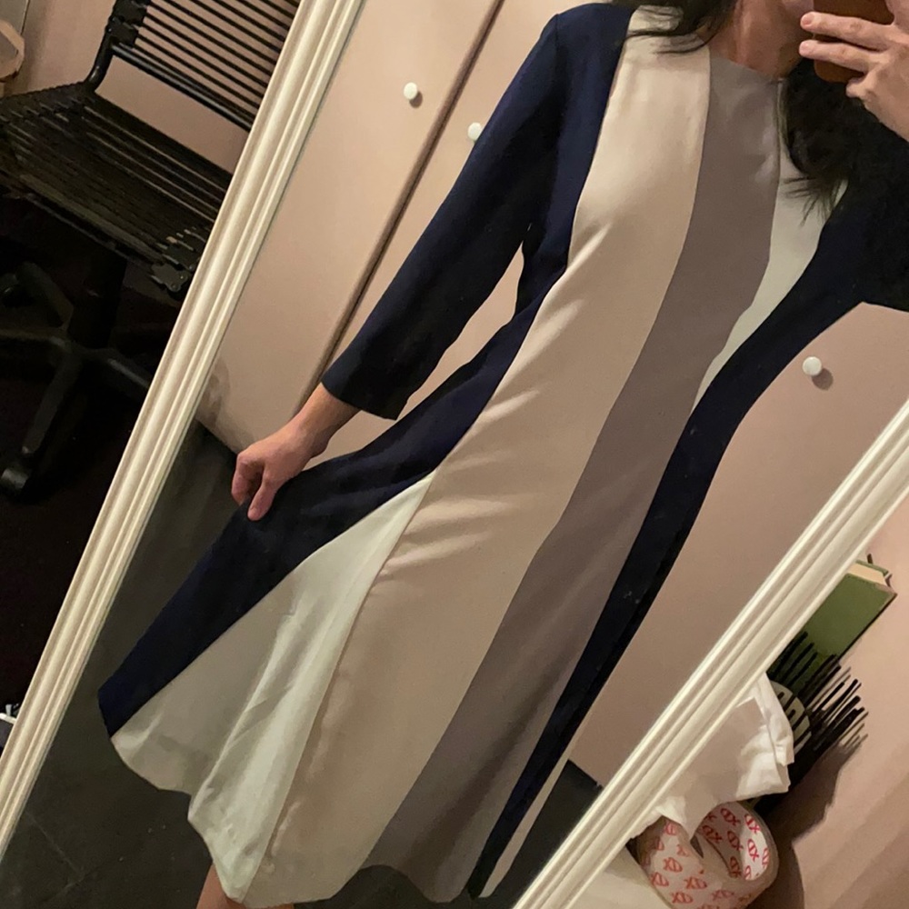 Edera Midi Colorblock Vertical Modest Dress